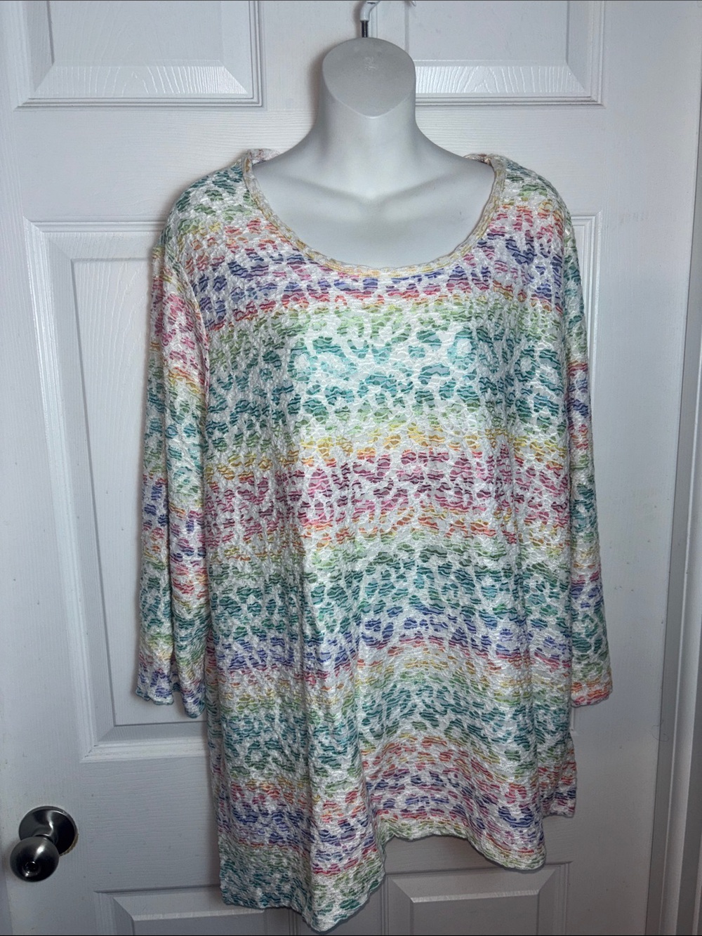 Alfred Dunner Multicolor Textured Knit Tunic Top Women’s Plus Size 2X